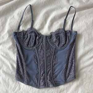 Urban Outfitters Lace-Trim Bustier Tank Top - Slate